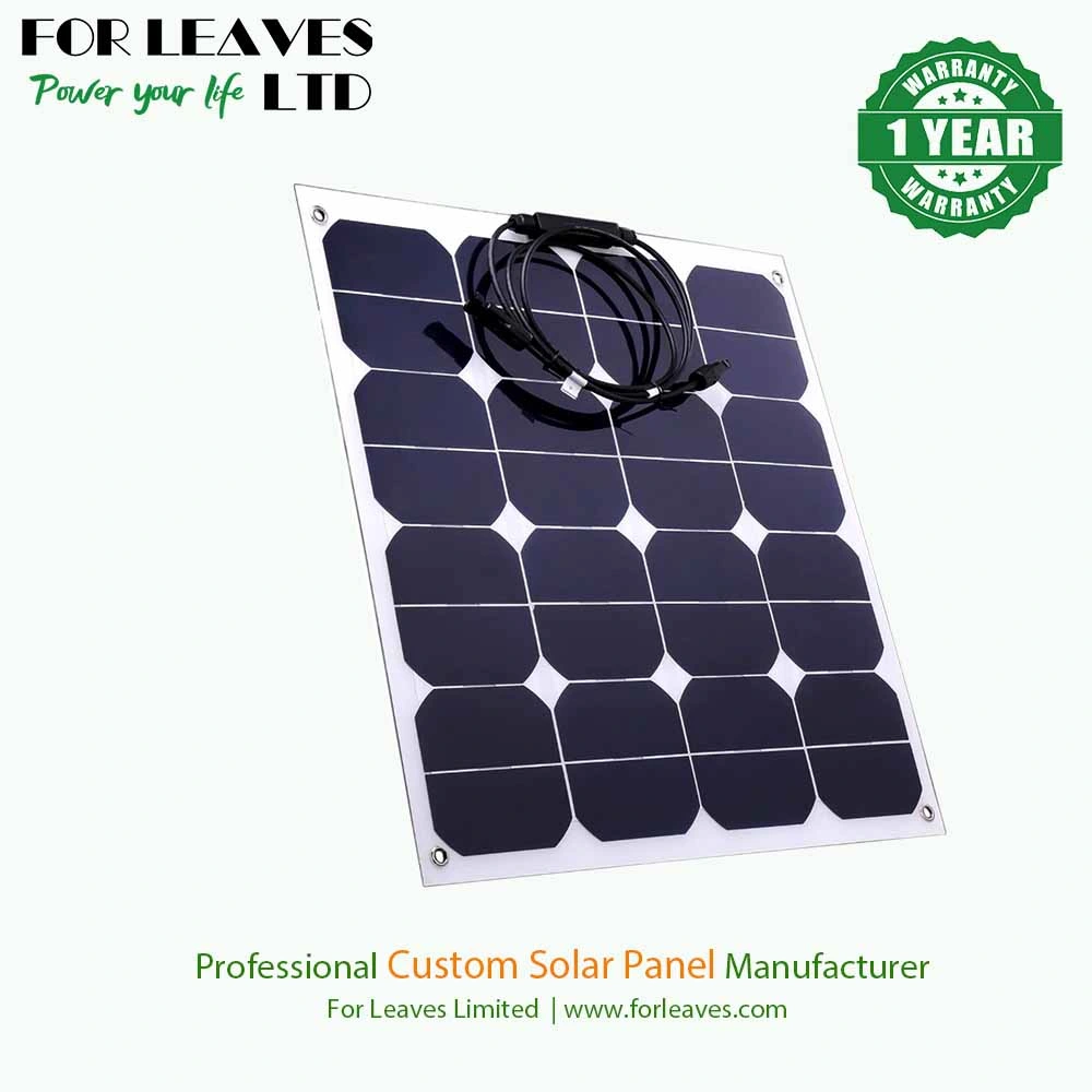 50W 18V Sunpower Cell Curving Semi Flexible Photovoltaic Solar Panel for rooftop RV Vehicle