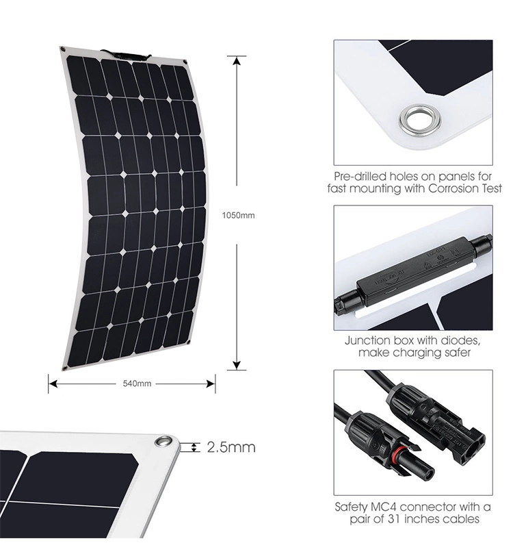 Oraako 100W 200W 300W 500W Solar Panels High Wattage Flexible CIGS Flexible Solar Panels for Lightweight Portable Camper Vans